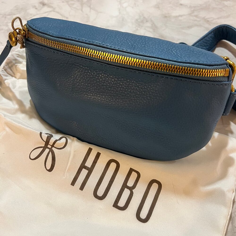 HOBO Fern Belt Bag, Pebbled Leather, Dusty Blue